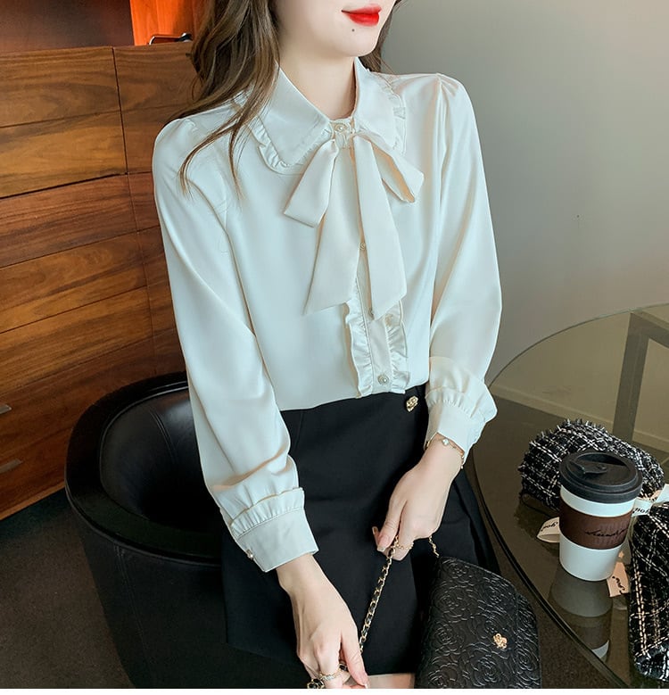 【tops】リボン付きシャツトップス　M28974