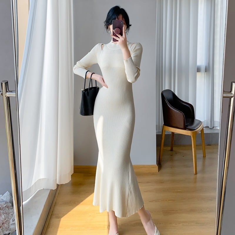 【dress】マーメイドニットワンピース　M28019