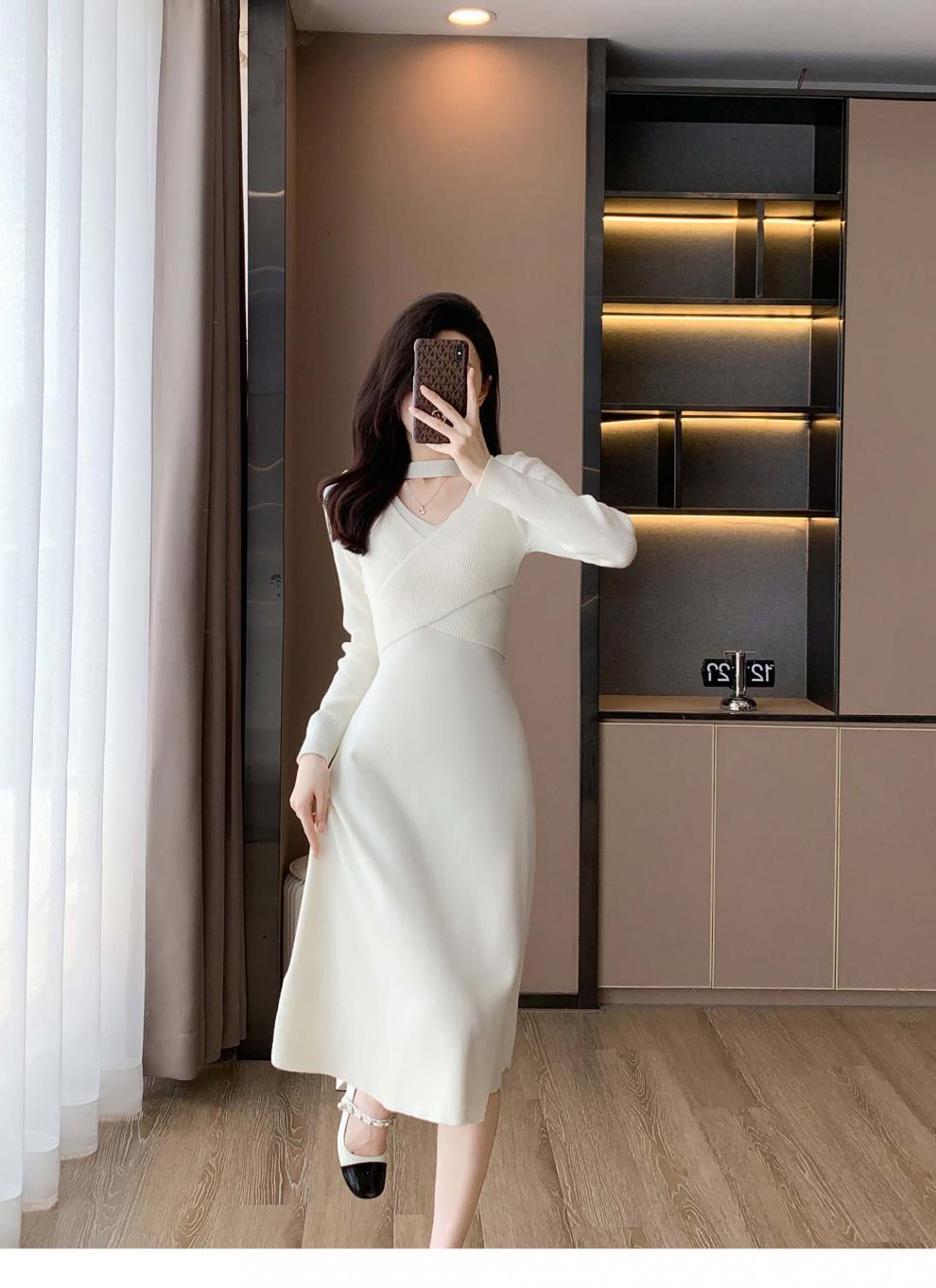 【dress】ホルターネックVネックワンピース　M25693