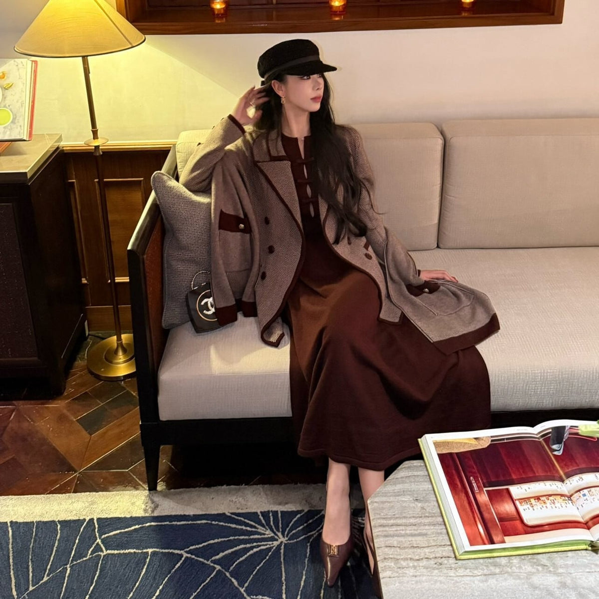 【dress】リボンノースリーブニットワンピース N3516