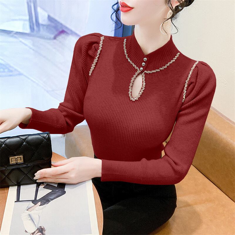 【tops】ビジューニットトップス　M28221
