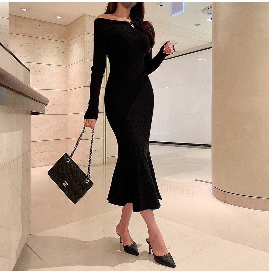 【dress】マーメイドニットワンピース　M18721