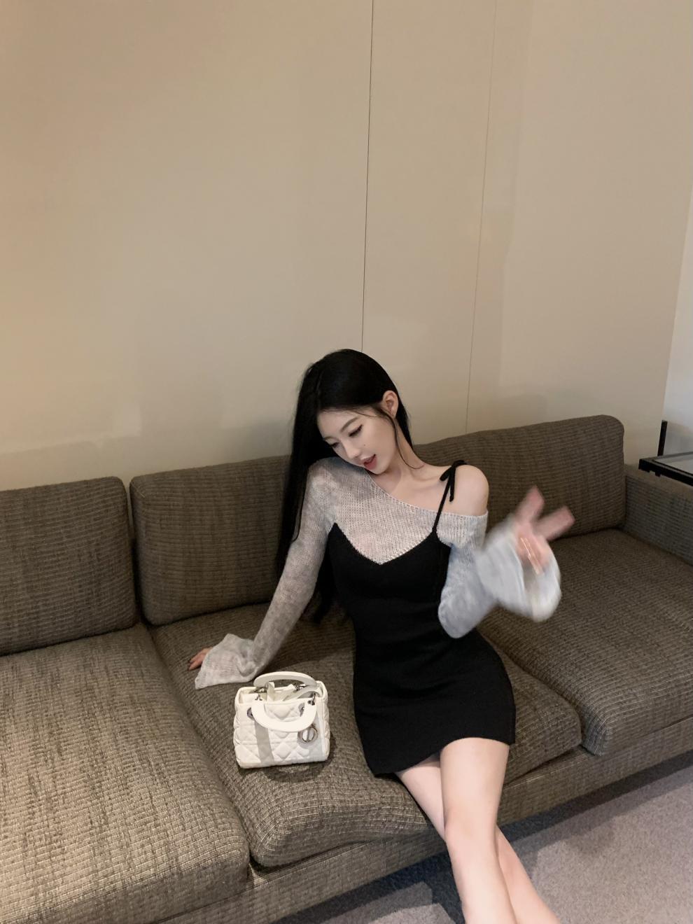【dress】切り替えニットワンピース　M28362