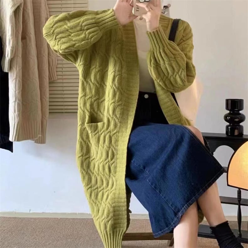 【outer】ロング丈ニットカーデ　M18445