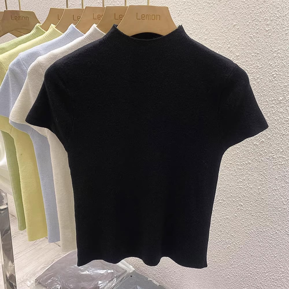 【tops】3色ニットＴシャツF7216