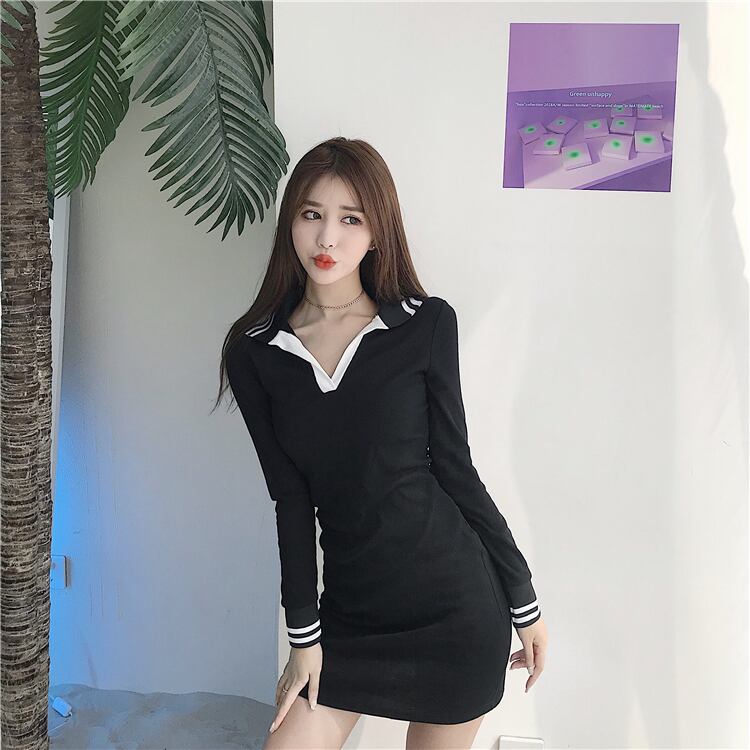 【dress】ファッション! 韓国系シンプル ギャル秋着痩せタイトワンピース G1925