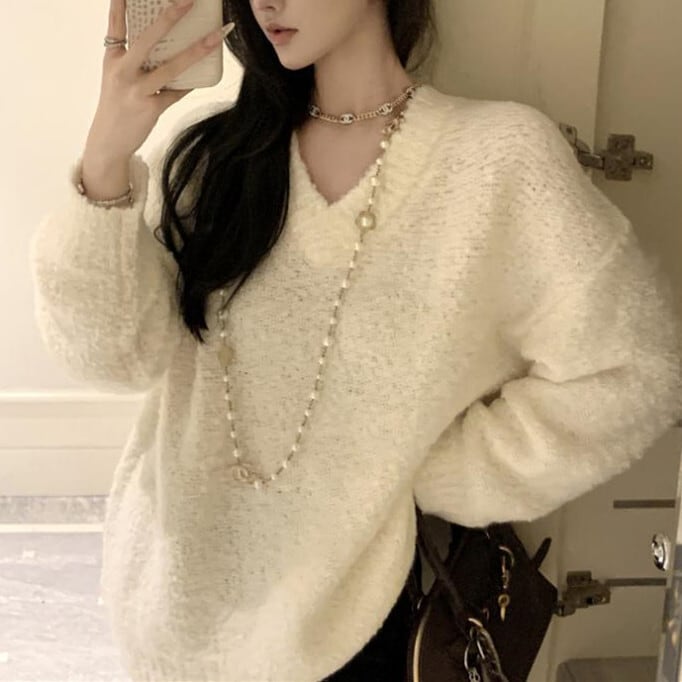 【tops】Vネックニットセーター　M28192