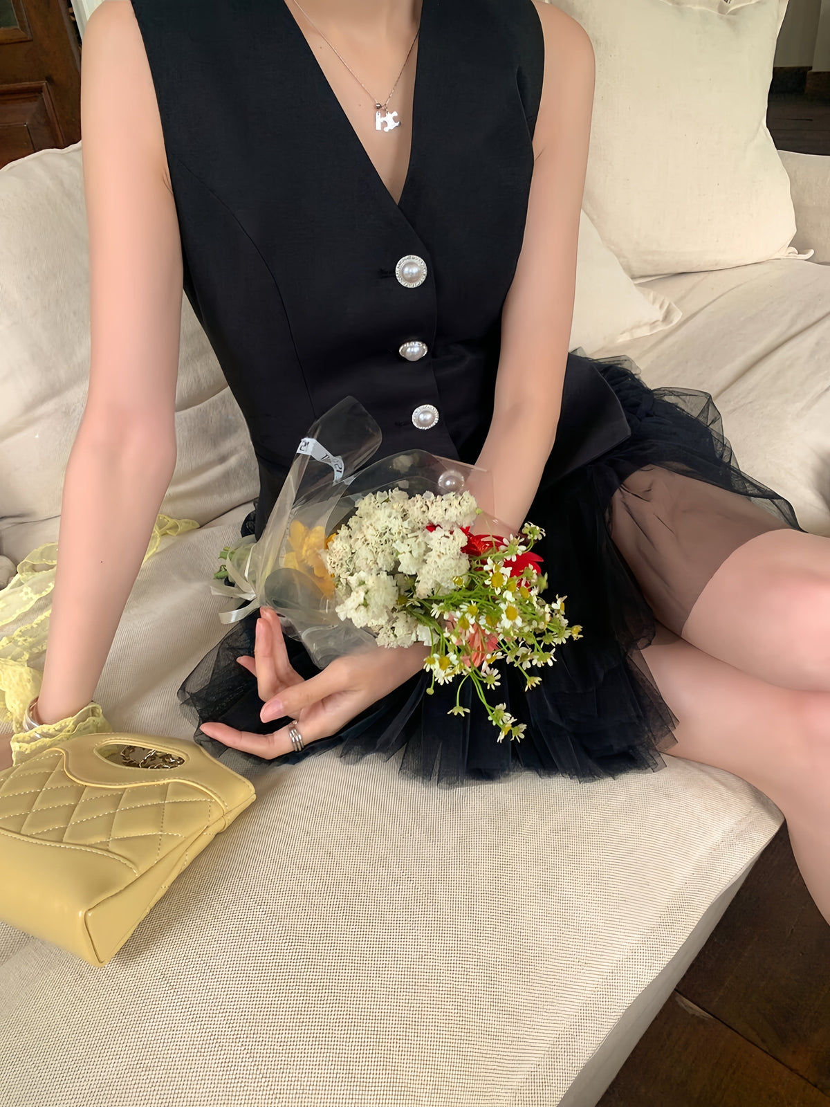 【set】ジレ×チュールスカートセット     N3627