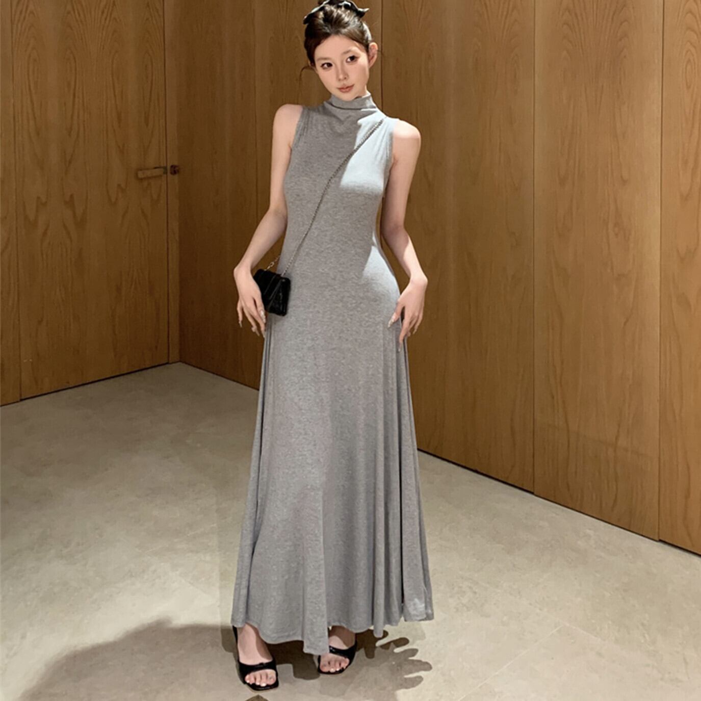 【dress】ハイネックノースリーブワンピース　N2978