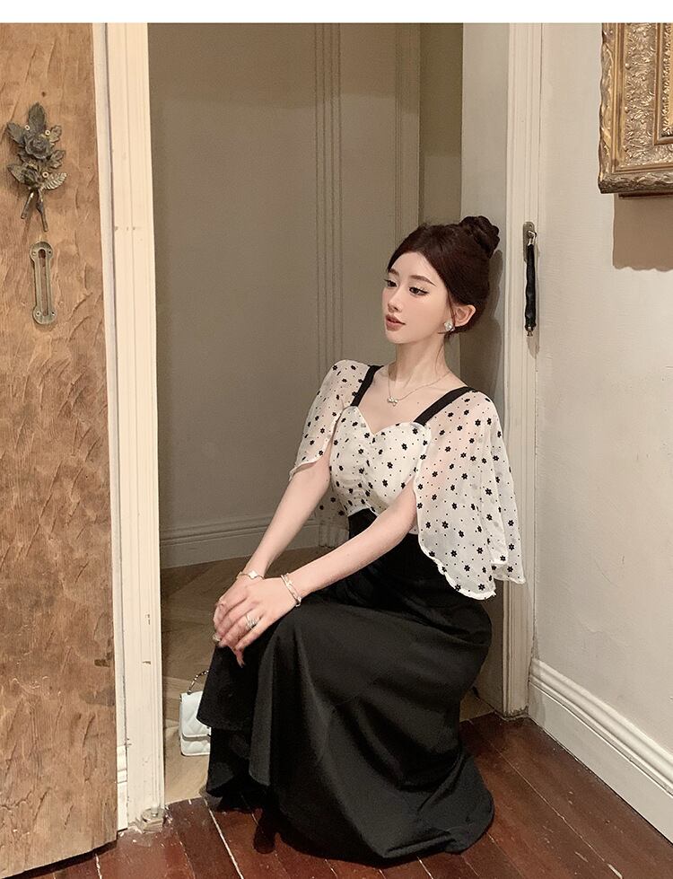 【dress】メッシュ切り替えワンピース G20254