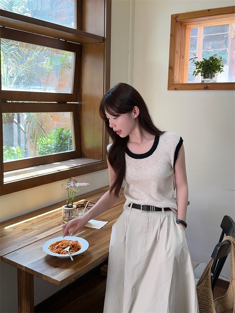 【set】ニットTシャツスカートセット　M23993