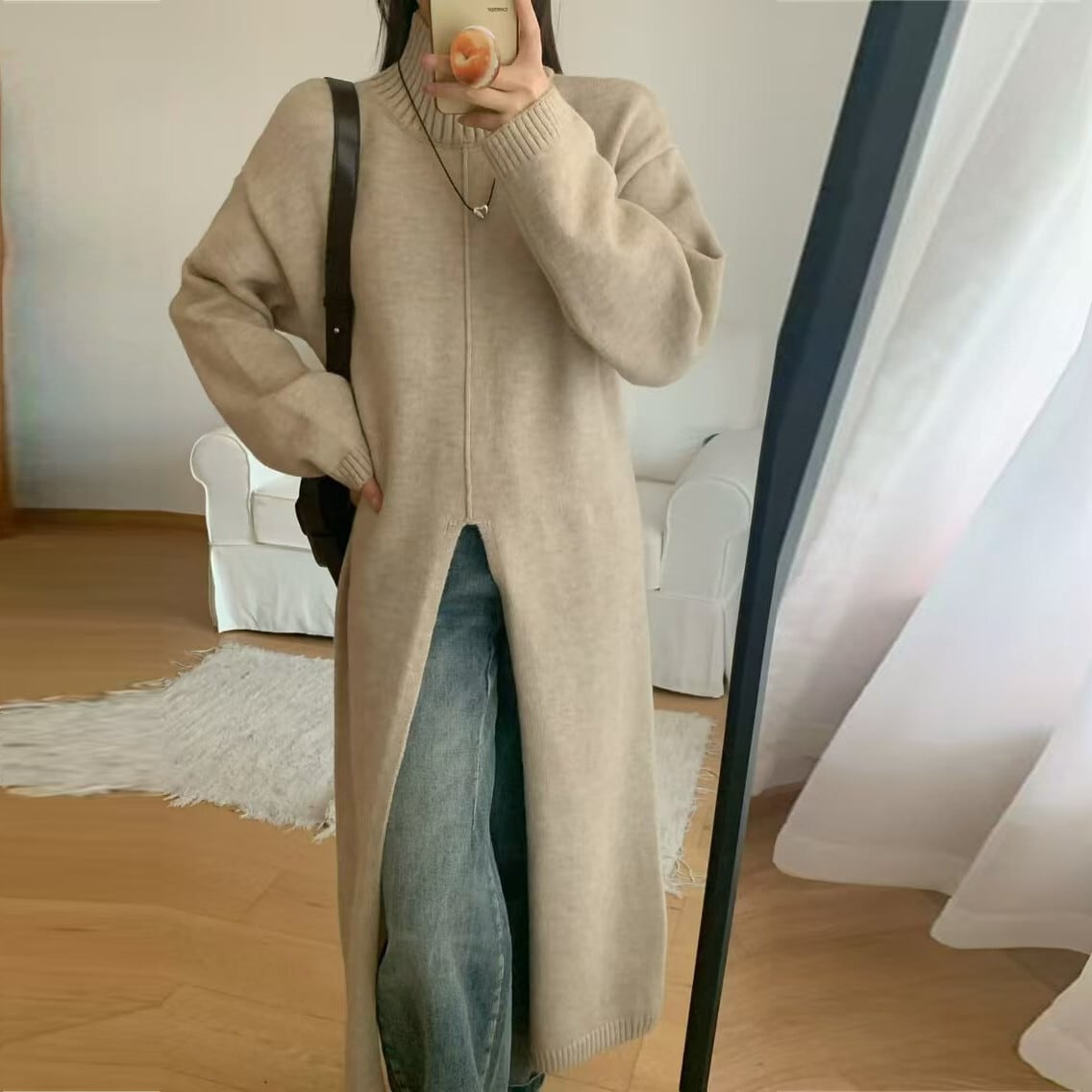【dress】スリットニットワンピース　M26246
