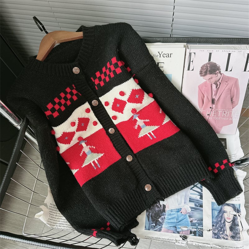 【outer】ジャカードニットカーデ　M28286