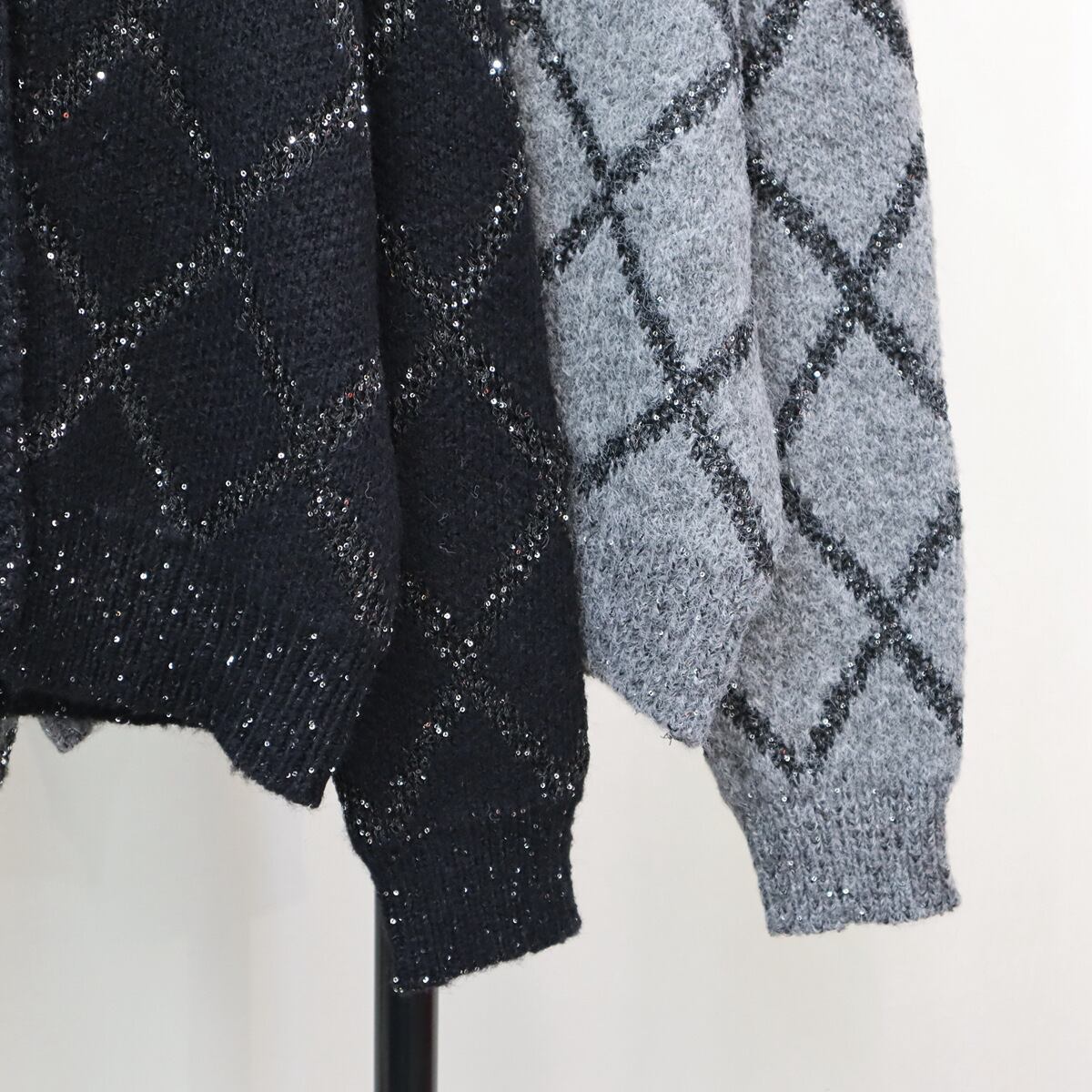 【outer】スパンコールニットカーデ　M27830