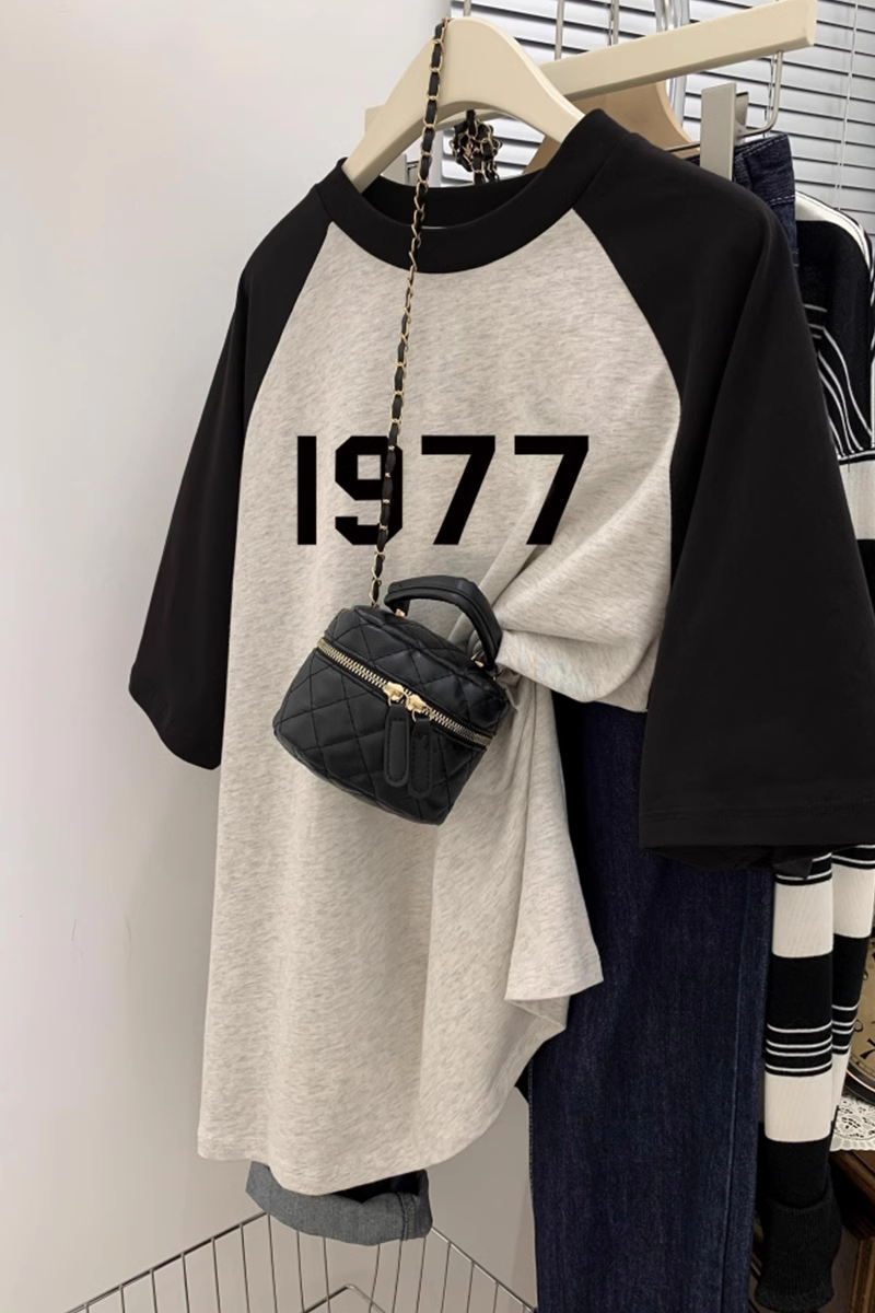 【tops】半袖英字柄TシャツF7548