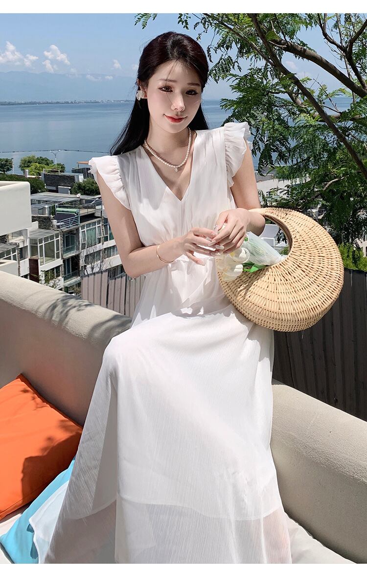 【dress】ギャザー海旅行ワンピース G20066