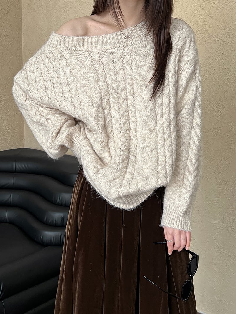 【tops】オフショルダーニットトップス　N2912