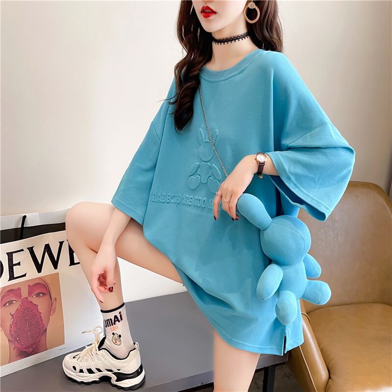 【tops】清新合わせやすい3色ラウンドネック半袖着回しゆったりTシャツF0311