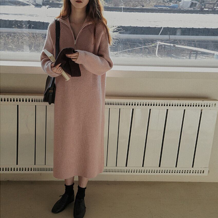 【dress】ファスナーニットワンピース　M27224