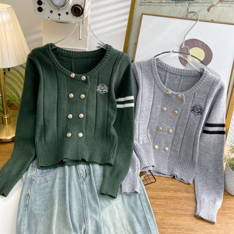 【outer】刺繍ニットカーデ　M25544