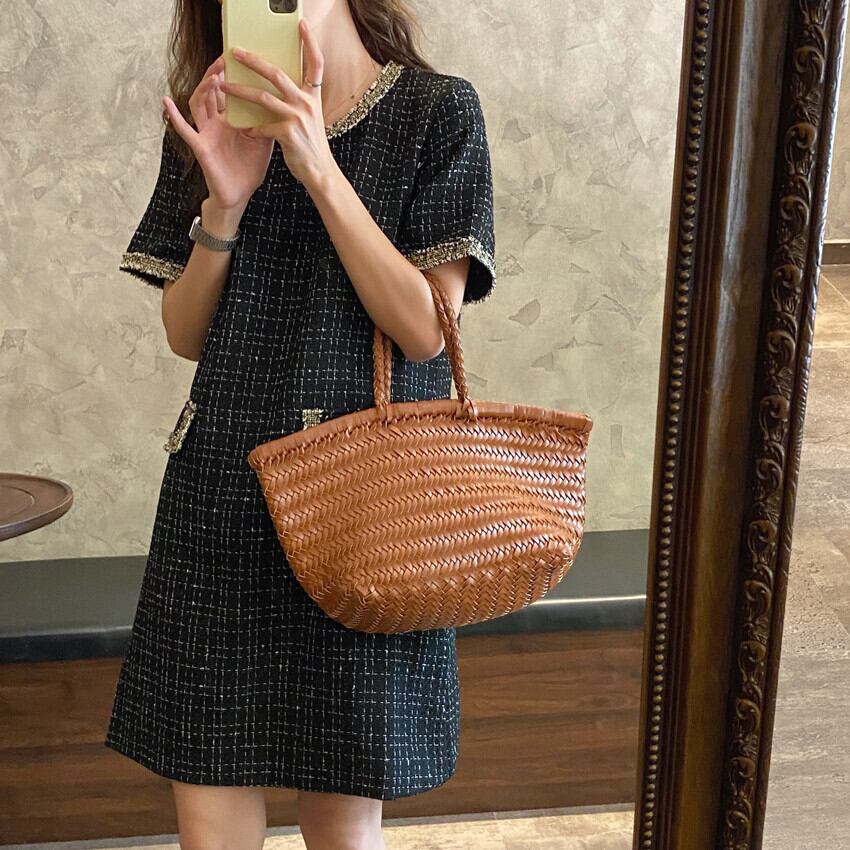 【dress】シンプル好感度UP!気質満点ラウンドネック エレガントファッションワンピース G0328