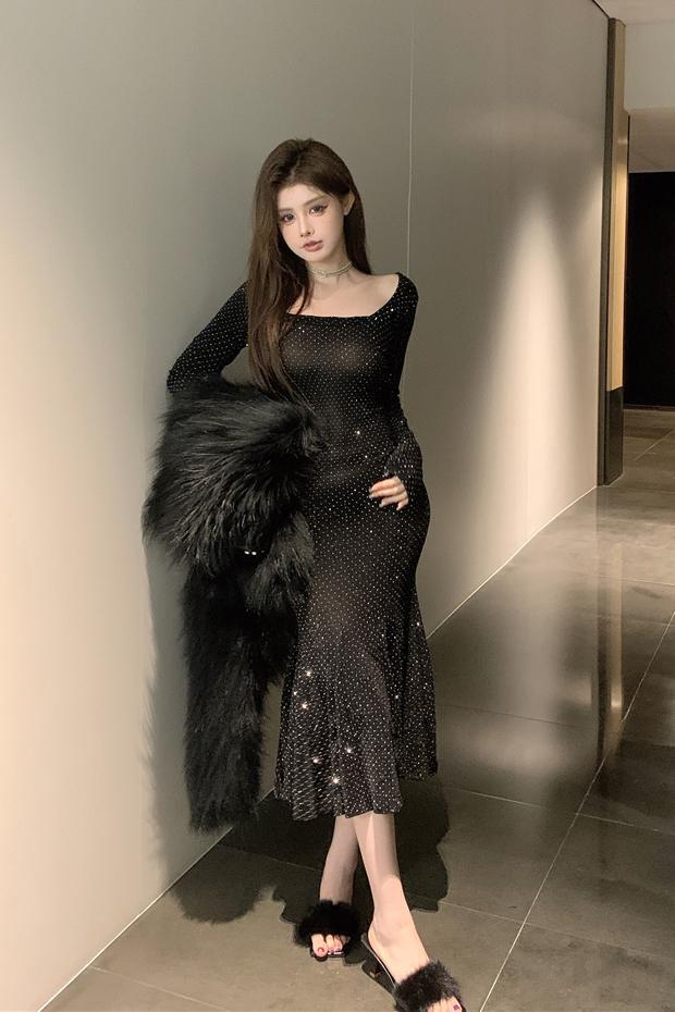 【dress】ビジューマーメイドワンピース　M26179