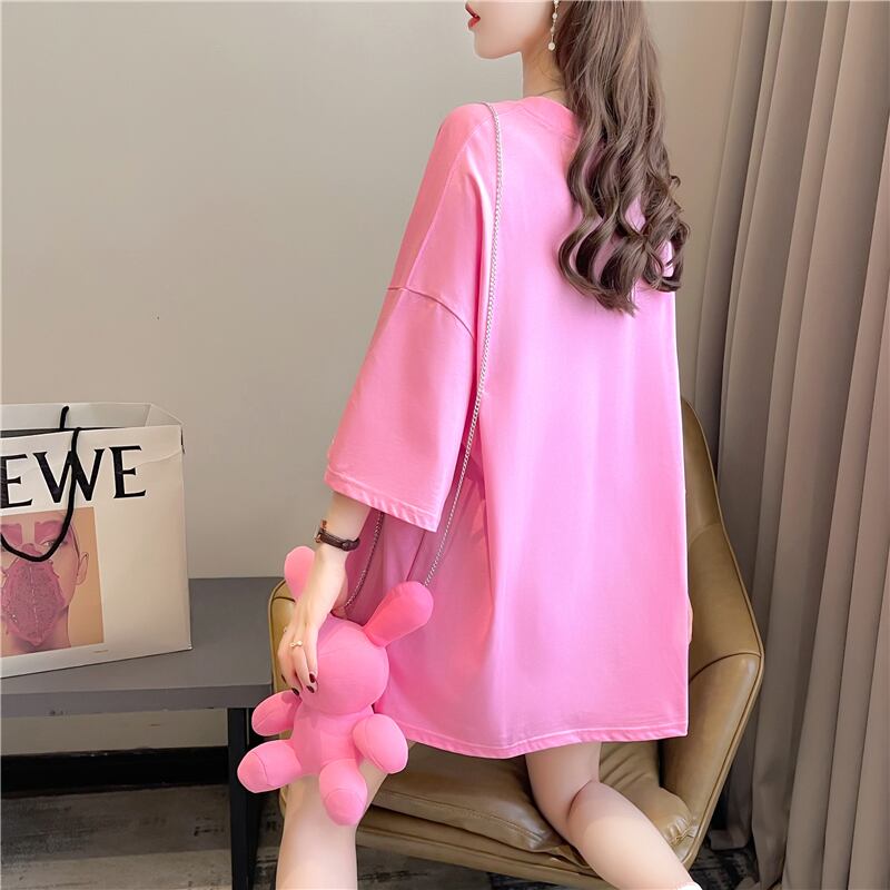 【tops】清新合わせやすい3色ラウンドネック半袖着回しゆったりTシャツF0311