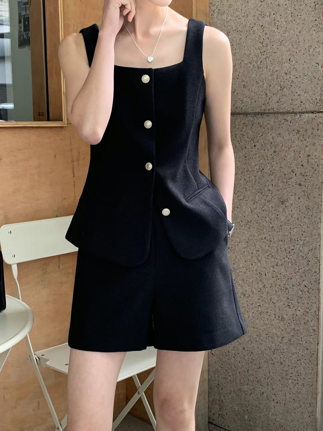 【set】ベスト×ショートパンツセット　M24987