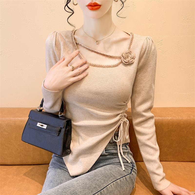 【tops】ビジュー不規則 イレギュラーニットトップス　M28665