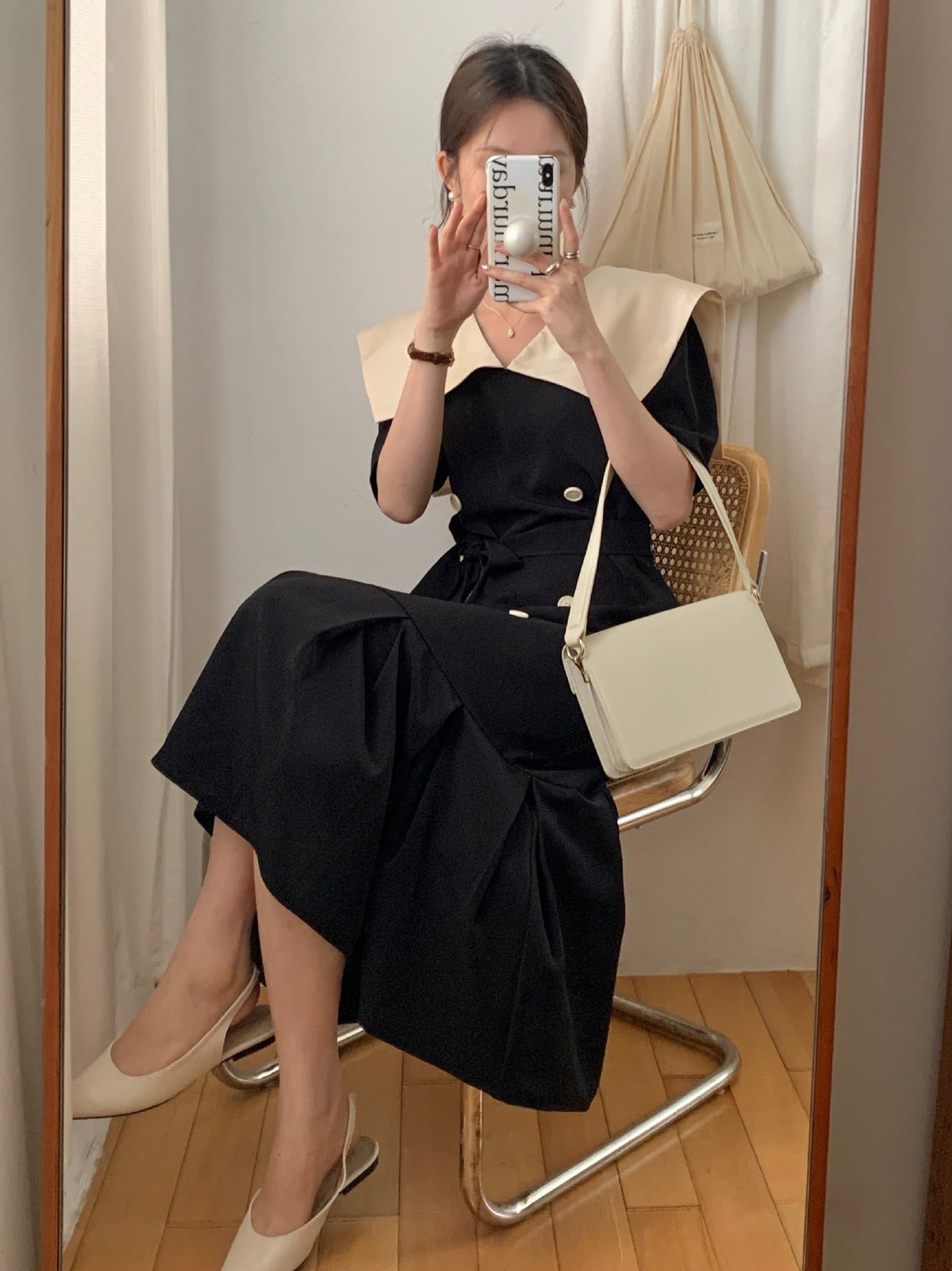 【dress】フリルダブルボタンワンピース　M24745