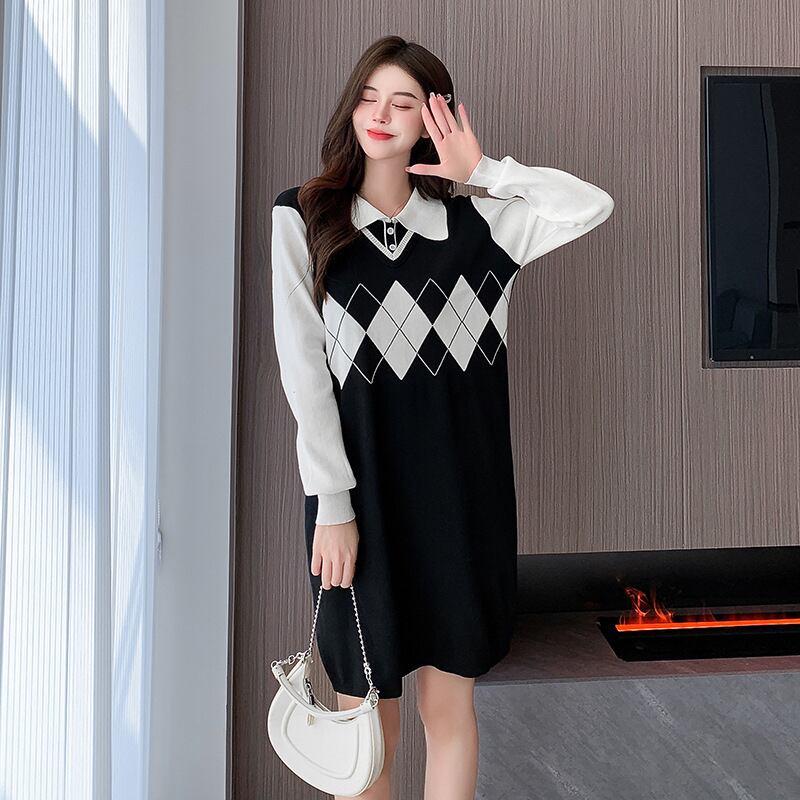 【dress】ドッキングニットワンピース　M18690