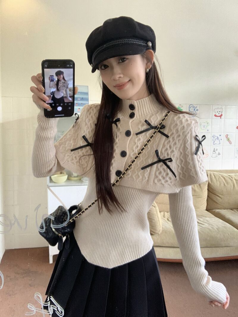 【tops】リボン付きニットトップス　M27620