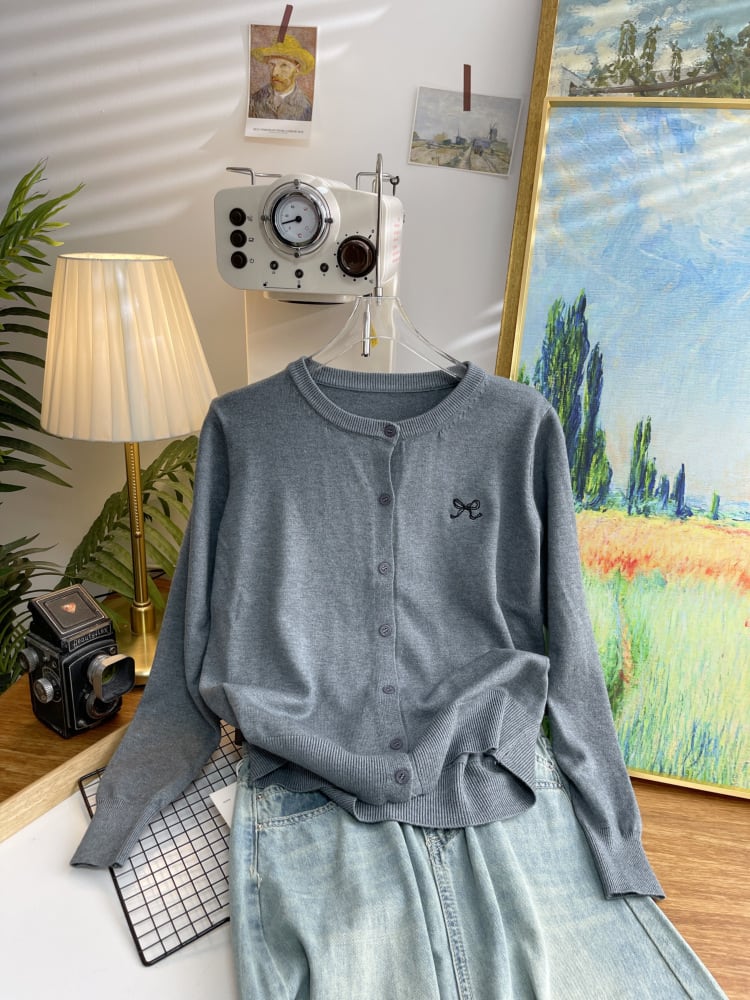 【outer】リボン刺繍ニットカーデ　M26314