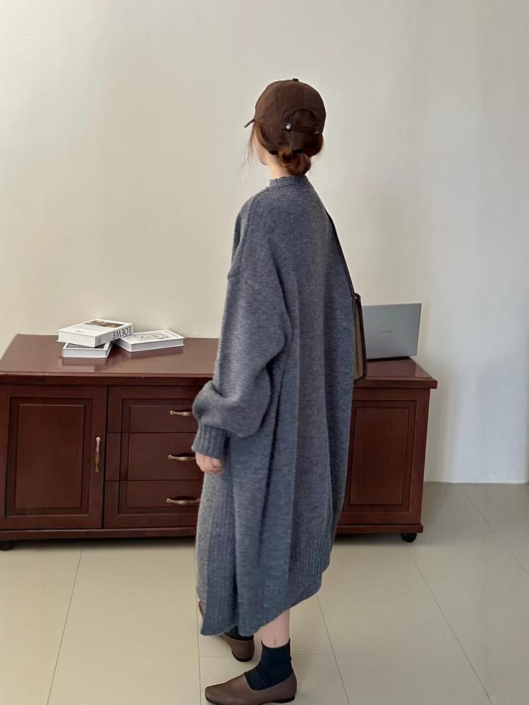 【set】ロング丈ニットカーデ×ベストワンピースセット　M26378