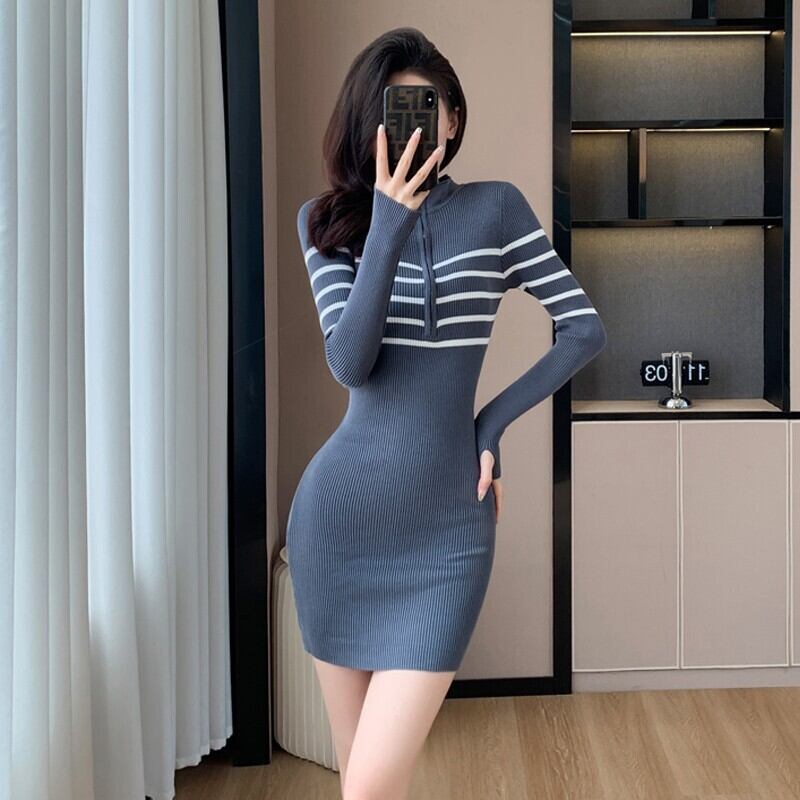 【dress】ファスナーニットワンピース　M18651