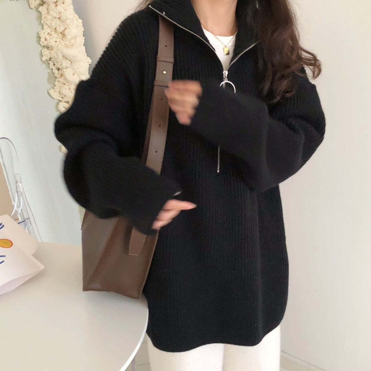 【tops】ファスナーニットセーター　M25903