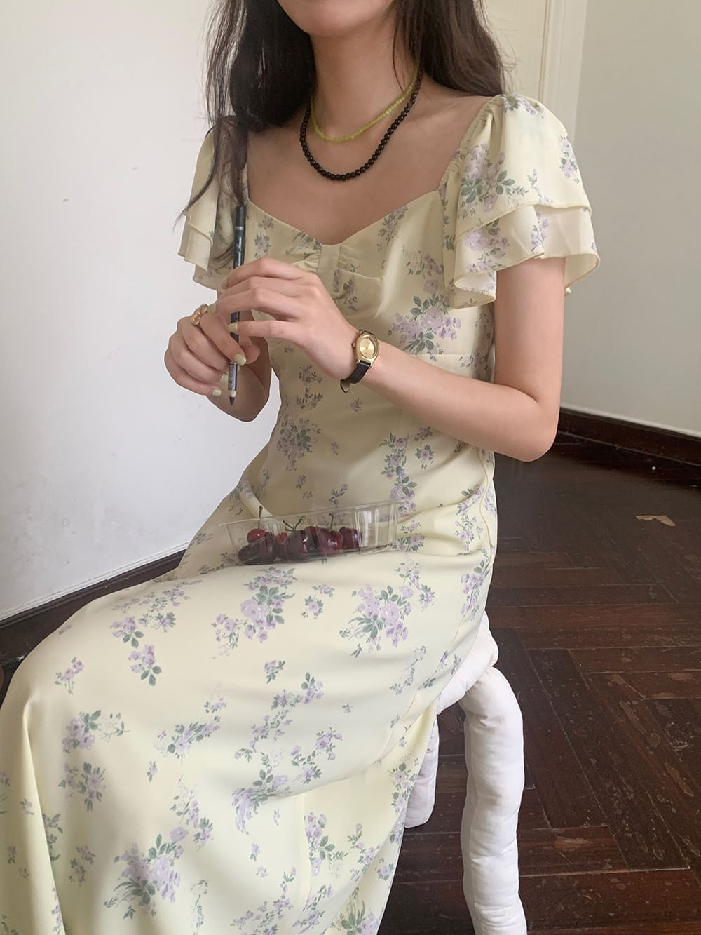 【dress】花柄ワンピース　M25113