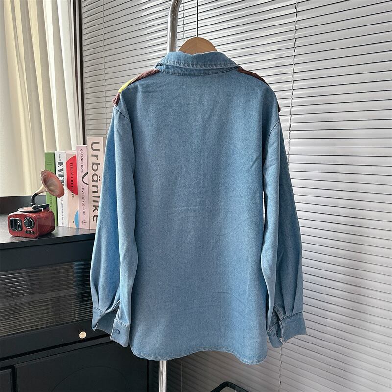 【tops】ニットドッキングシャツトップス　M18716
