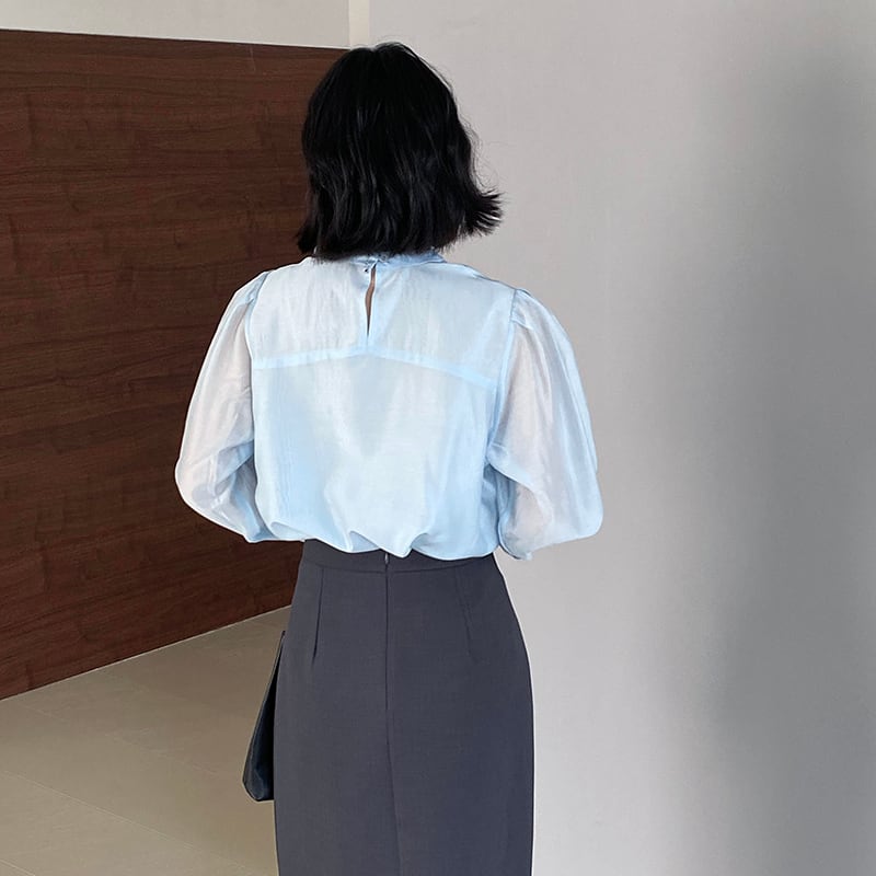 【tops】リボン付きテンセルトップス Q8322