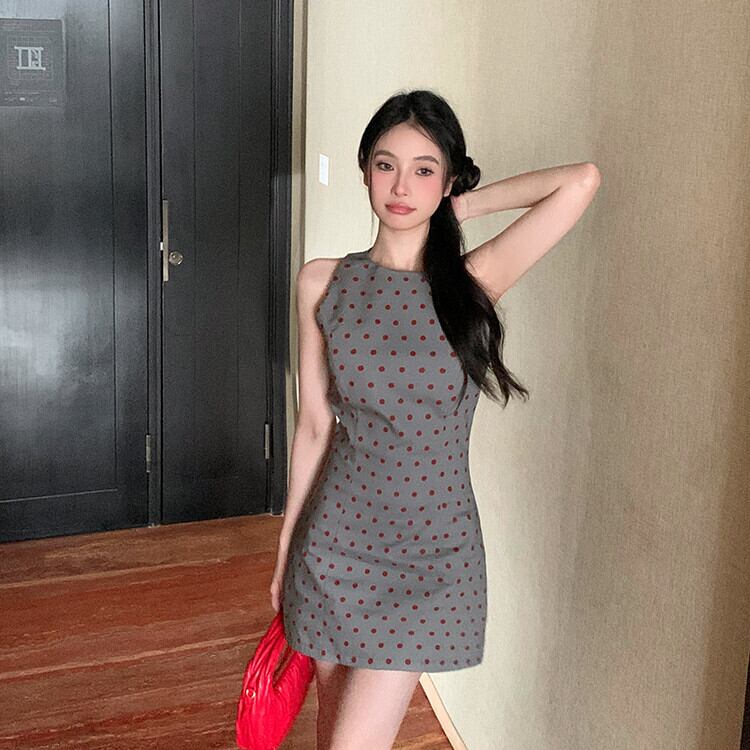 【dress】ノースリーブドット柄ワンピース　M30052