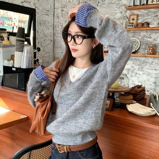 【tops】切り替えニットセーター　M27498
