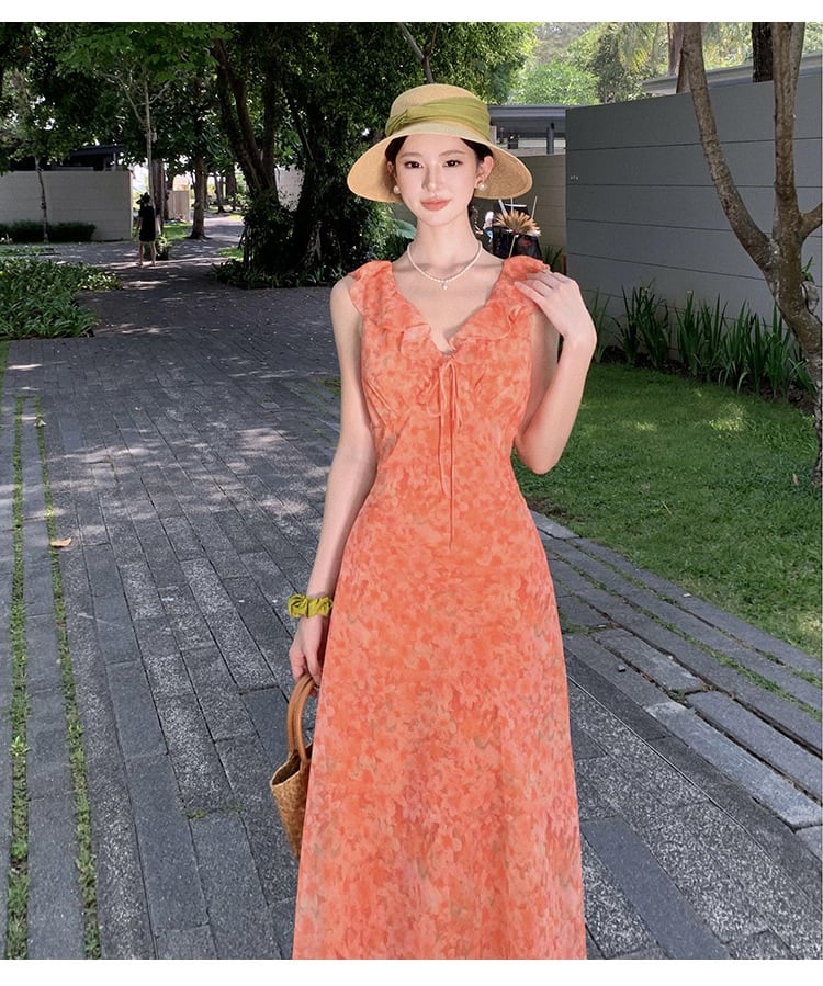 【dress】フリル花柄ワンピース　M24716