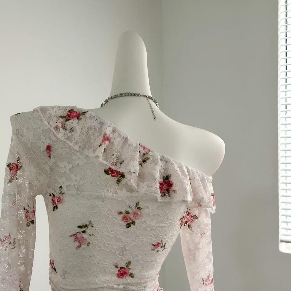 【tops】フリルレーストップスベアトップ付き　M29538