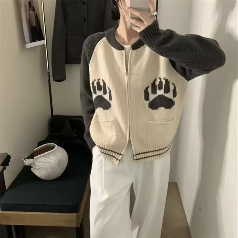 【outer】配色ニットカーデ　M28920