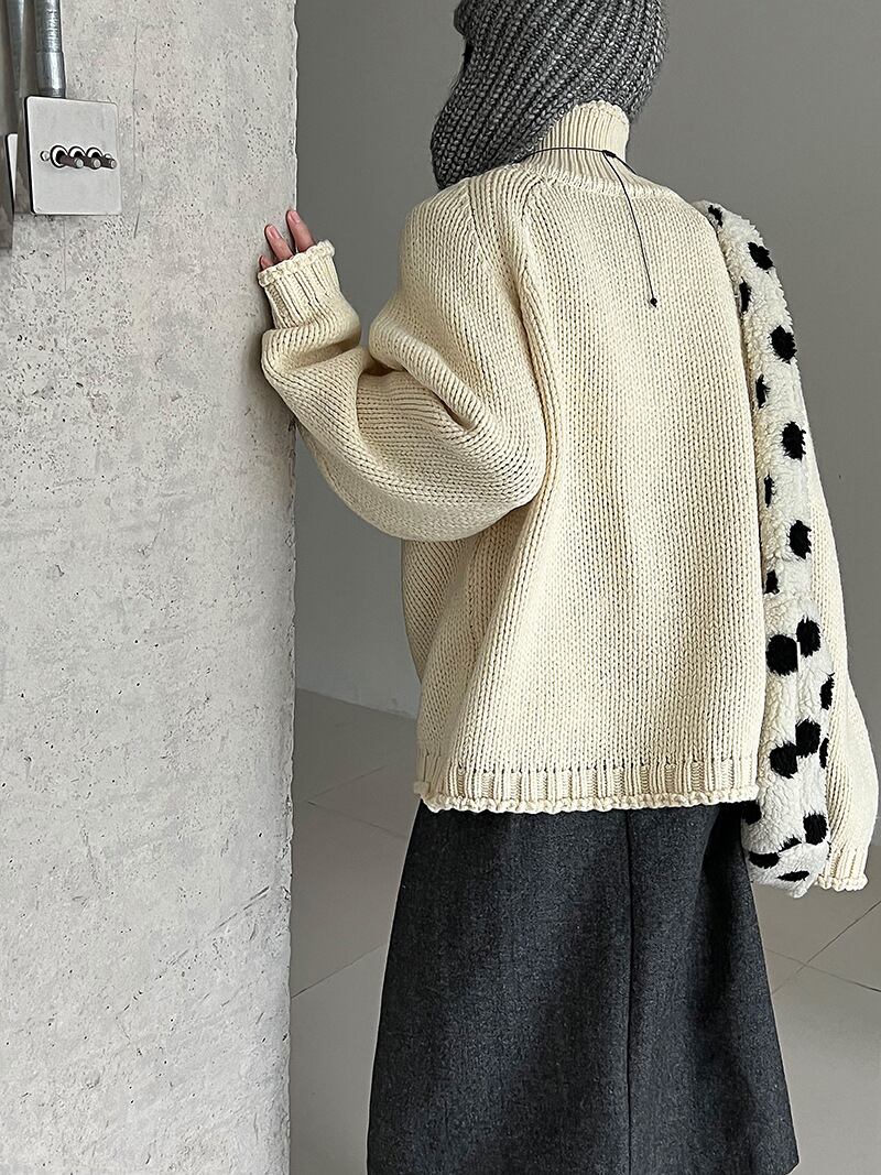 【tops】ハイネックニットトップス Q7305