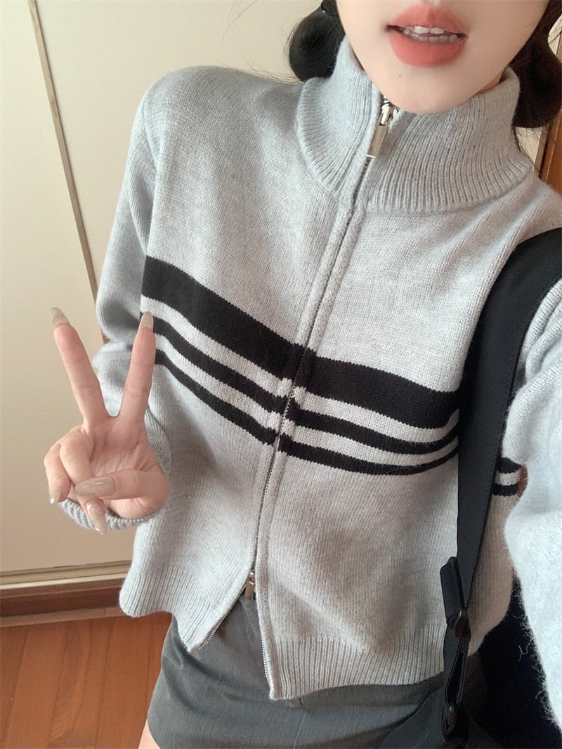 【outer】ファスナーニットカーデ　M27332