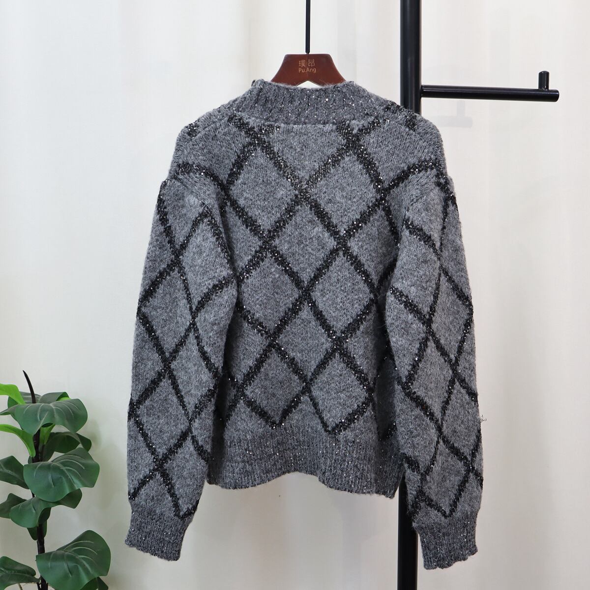【outer】スパンコールニットカーデ　M27830