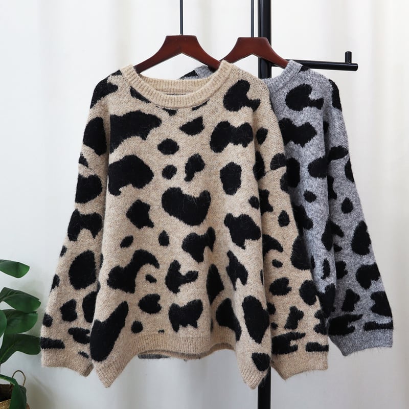 【tops】ヒョウ柄ニットセーター　M27373