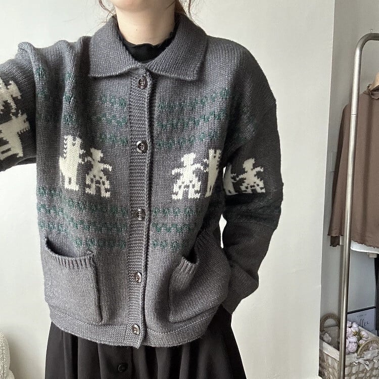 【outer】ジャカードニットカーデ　M27348