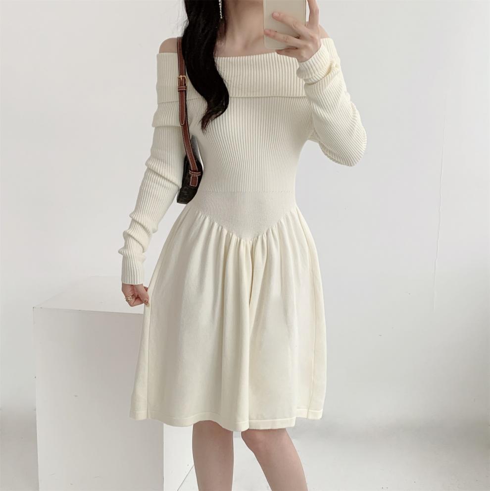 【dress】オフショルダーニットワンピース　M28032